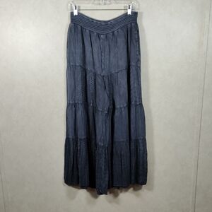 01119 Young Threads charcoal wide leg tiered embroidered pants XL NWT